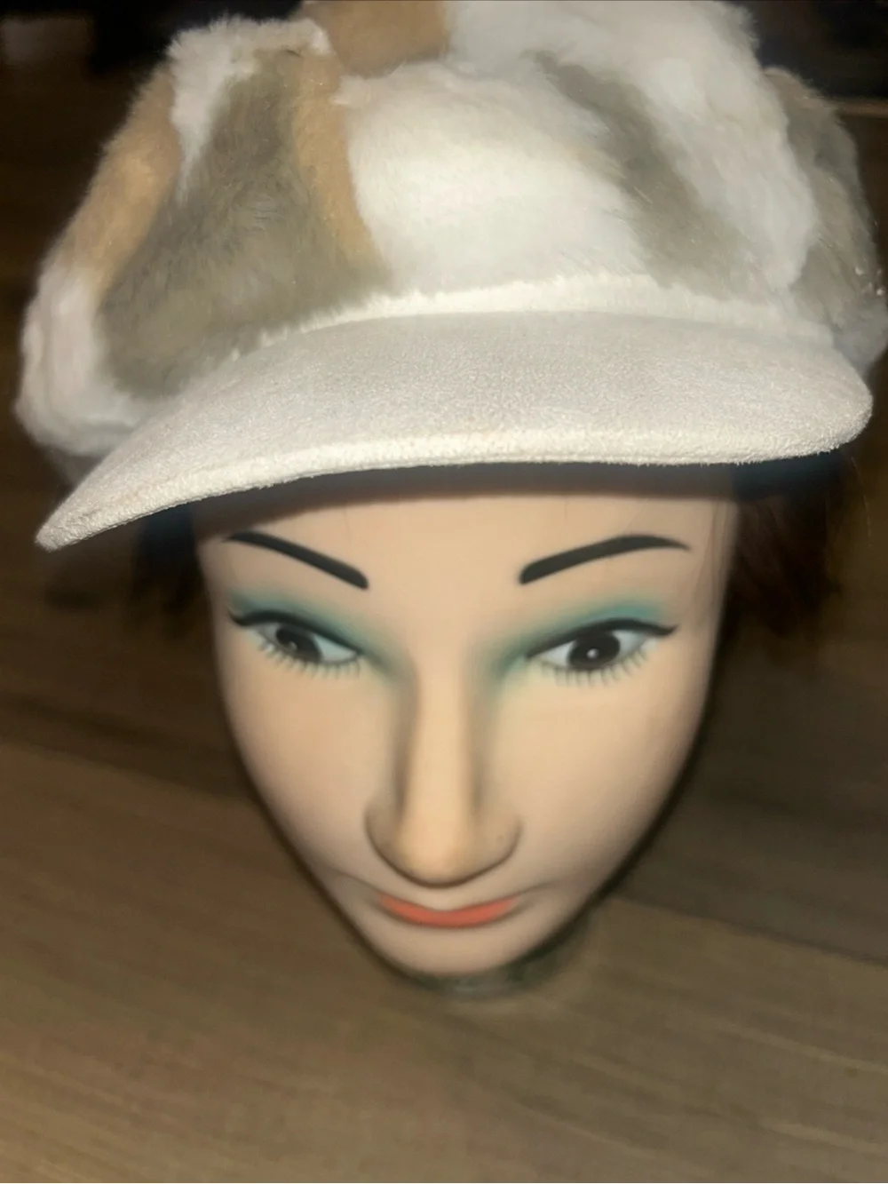 Angora Blend Plushie Newsboy Hat Hippie Groovy Retro Winter Fuzzy Earth Tones